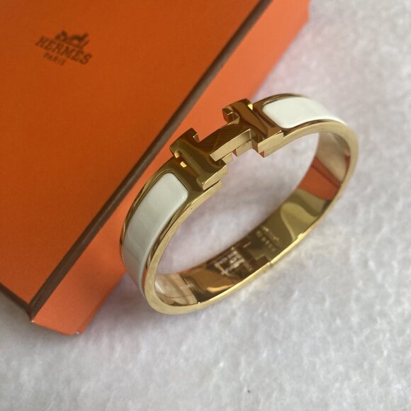 NWT Clic Enamel Bracelet Blanc White Gold, size Small - Picture 4 of 7